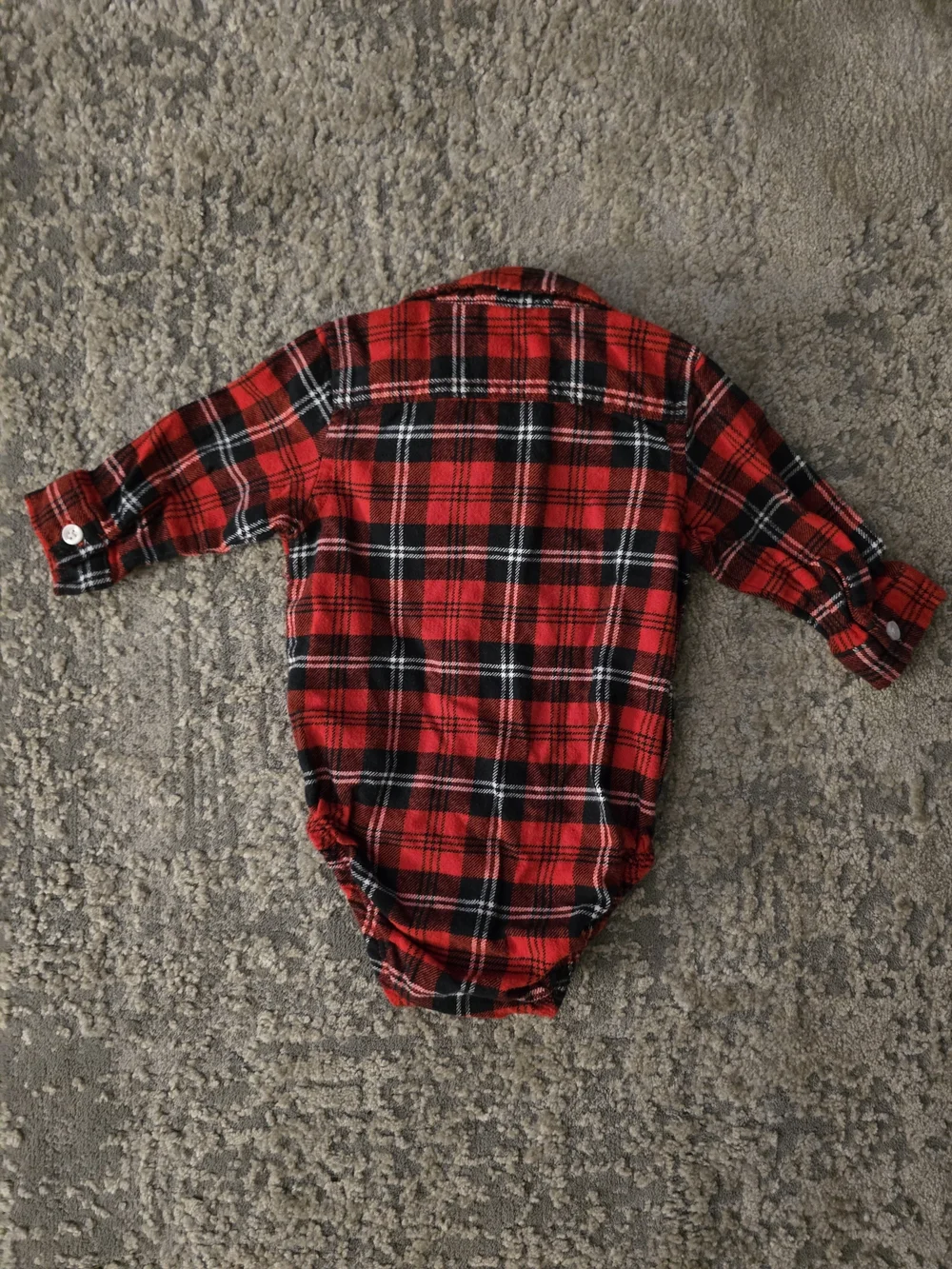 Carter's Red & Blue Plaid Button-Front One-Piece Bodysuits